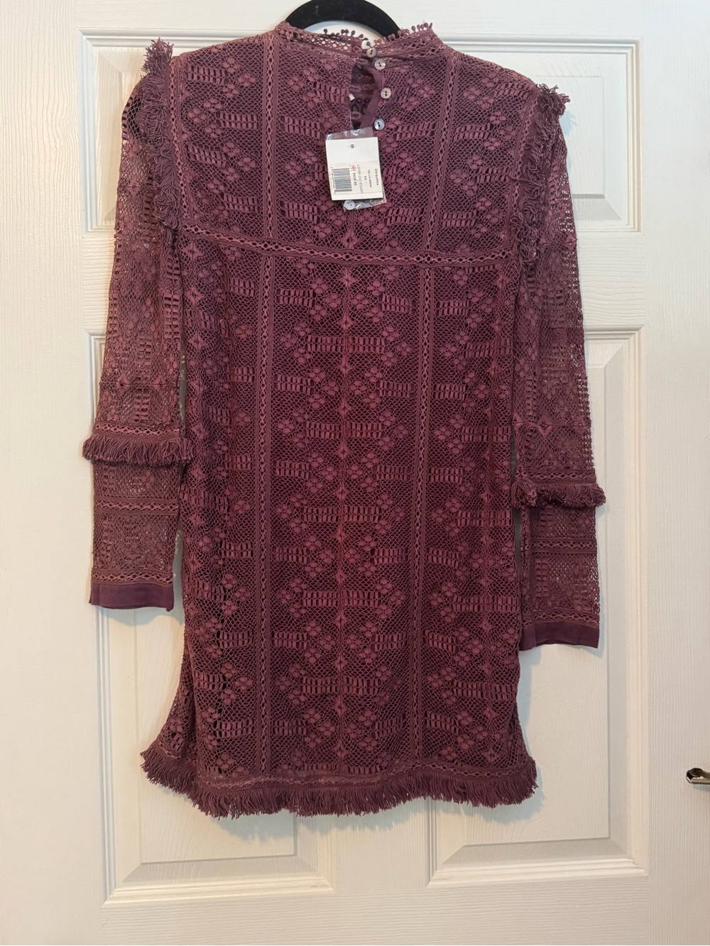 LoveShackFancy Burgundy Plum Lace Mini Dress - Picture 3 of 7